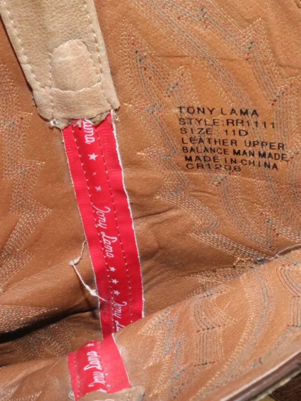Tony Lama Alpine Round Toe Mens Boots Style RR1111 Size 11D CR1206
